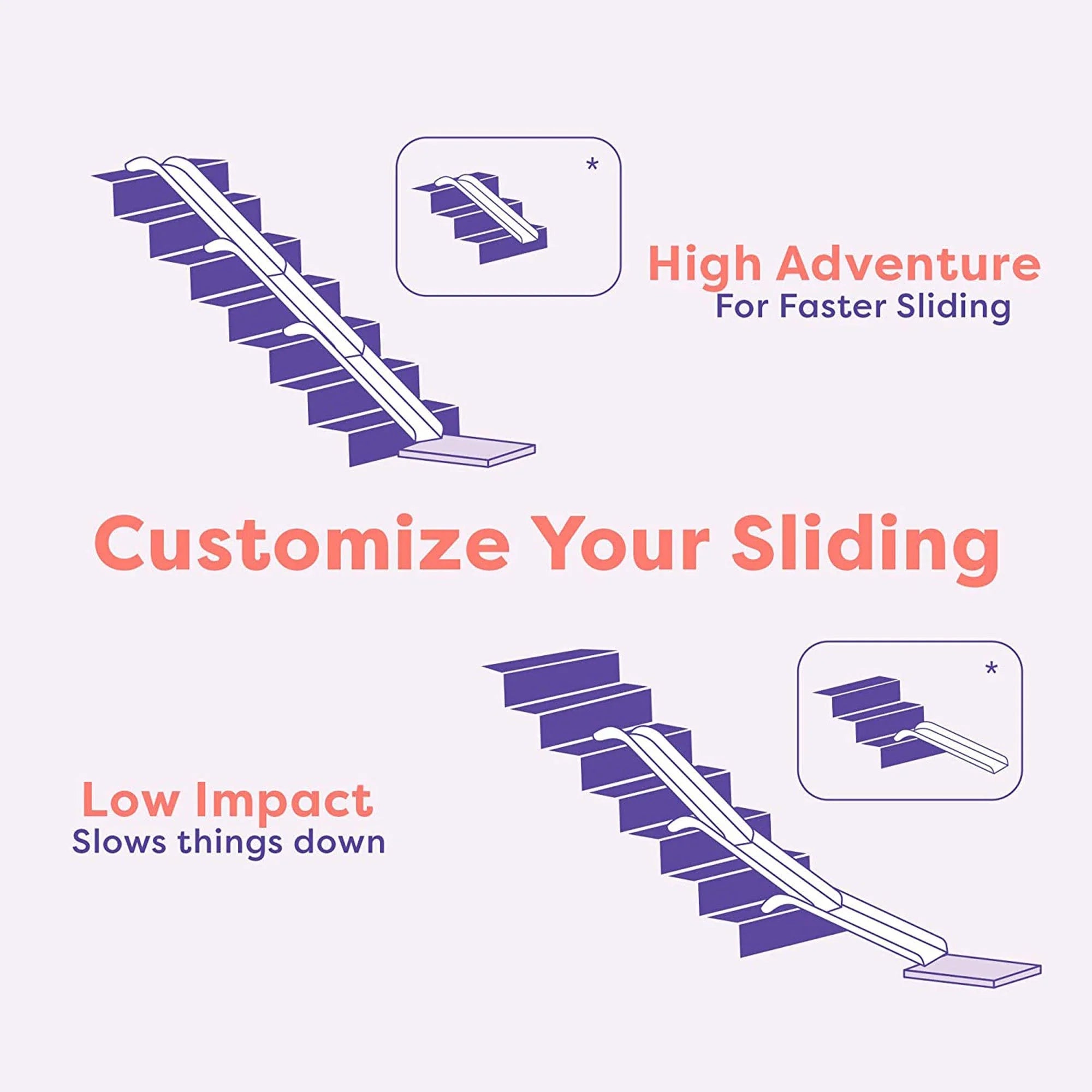 Stairslide Original Stair Mounted Kids Indoor Slide for 9 to 12 Stairs (8 Pack) - MadeInUSA