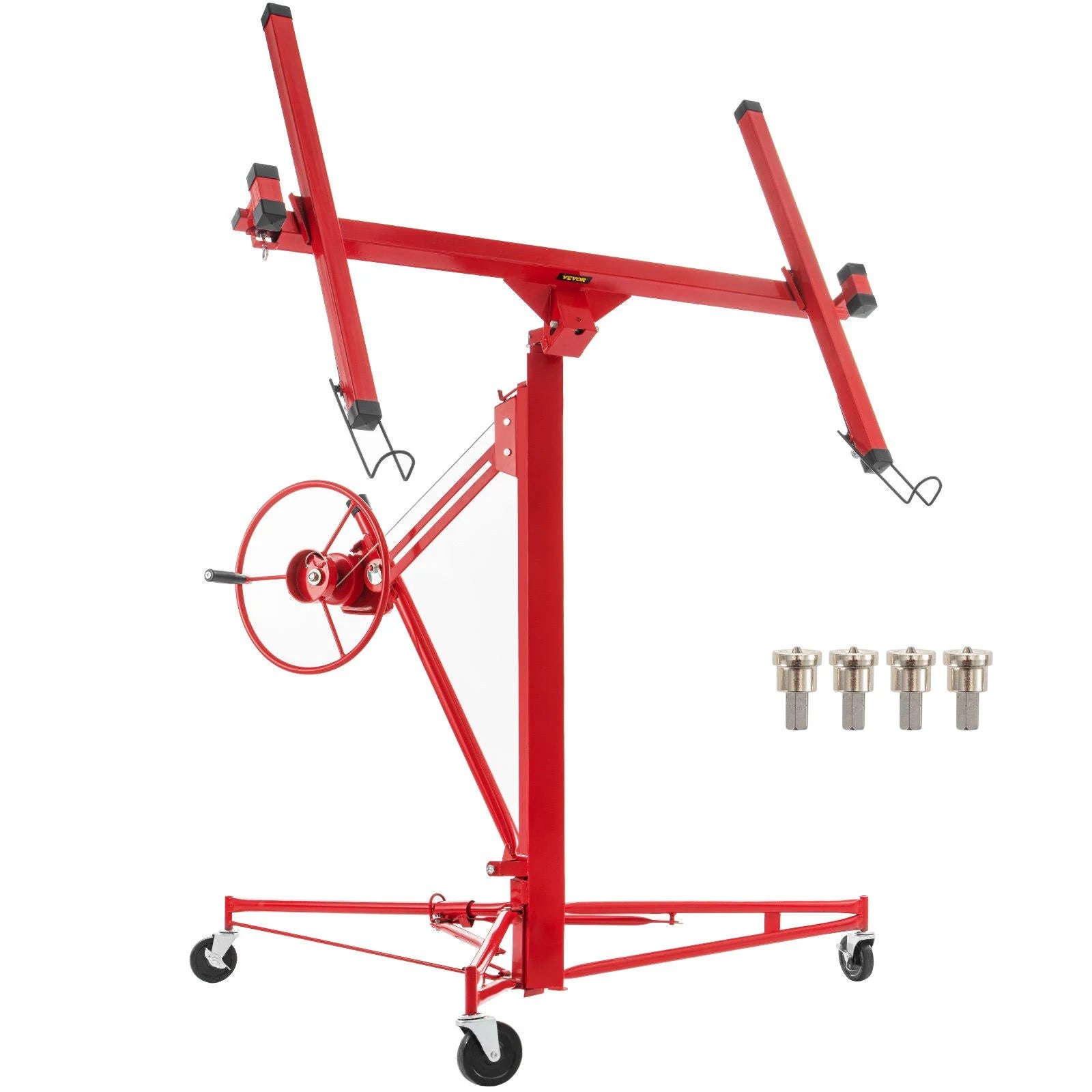 VEVOR Drywall Rolling Lifter Panel 11ft Sheetrock Lift Drywall Lift 150lb Weight Capacity Panel Hoist Jack Tool Steel Material SGBSJJHSB11FTXATNV0 - MadeInUSA
