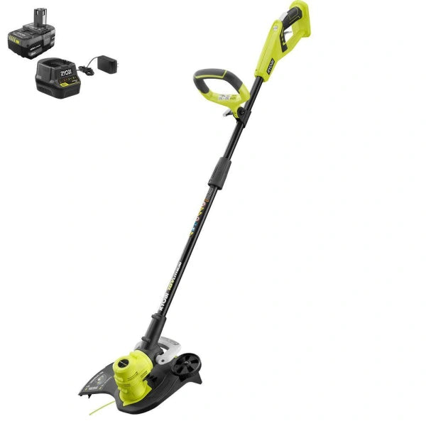 RYOBI P2080 ONE 18V 13 in. Cordless Battery String TrimmerEdger with 4.0 Ah Battery and Charger - MadeInUSA