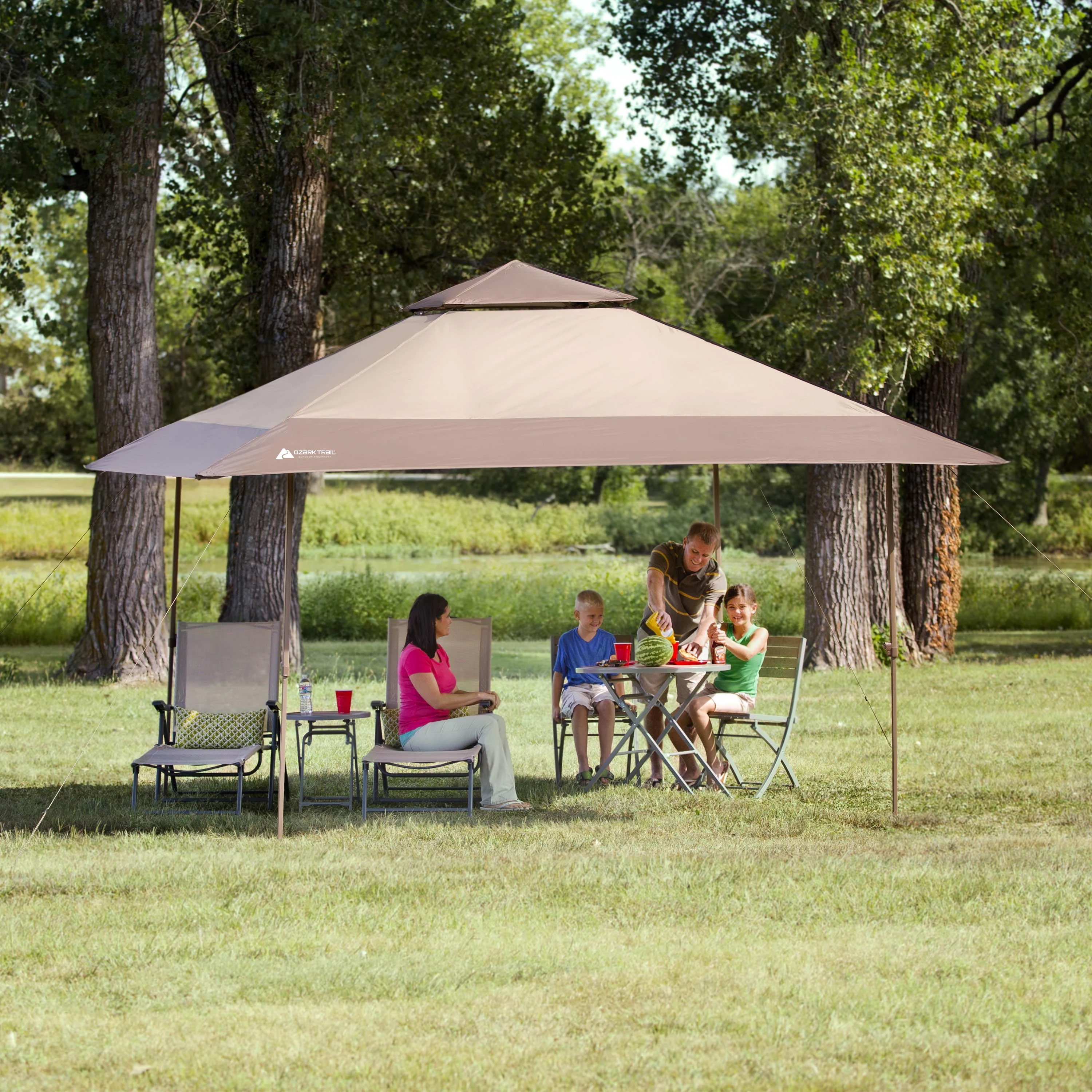 Ozark Trail 13' x 13' Beige Instant Outdoor Canopy with UV Protection - MadeInUSA
