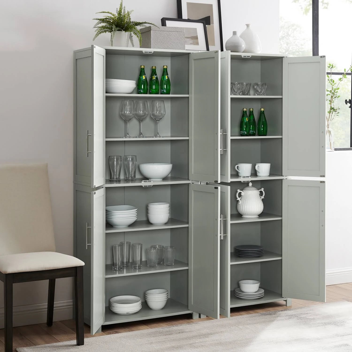 Crosley Furniture Savannah 2pc Pantry Set Gray - 2 Pantries - MadeInUSA