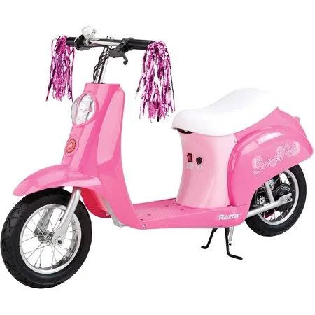 Razor Pocket Mod Miniature Euro 24V Electric Kids Ride on Retro Scooter, Purple - MadeInUSA