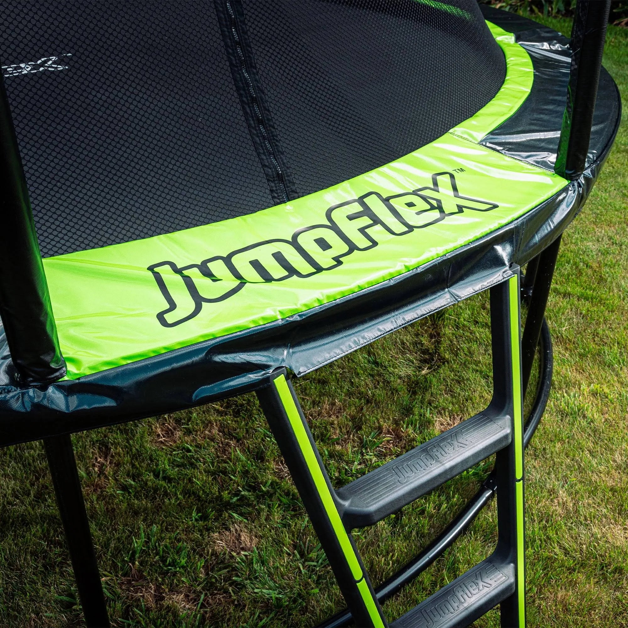 Jumpflex Hero 15' Trampoline for Kids Outdoor Play Equipment with Net & Ladder - MadeInUSA