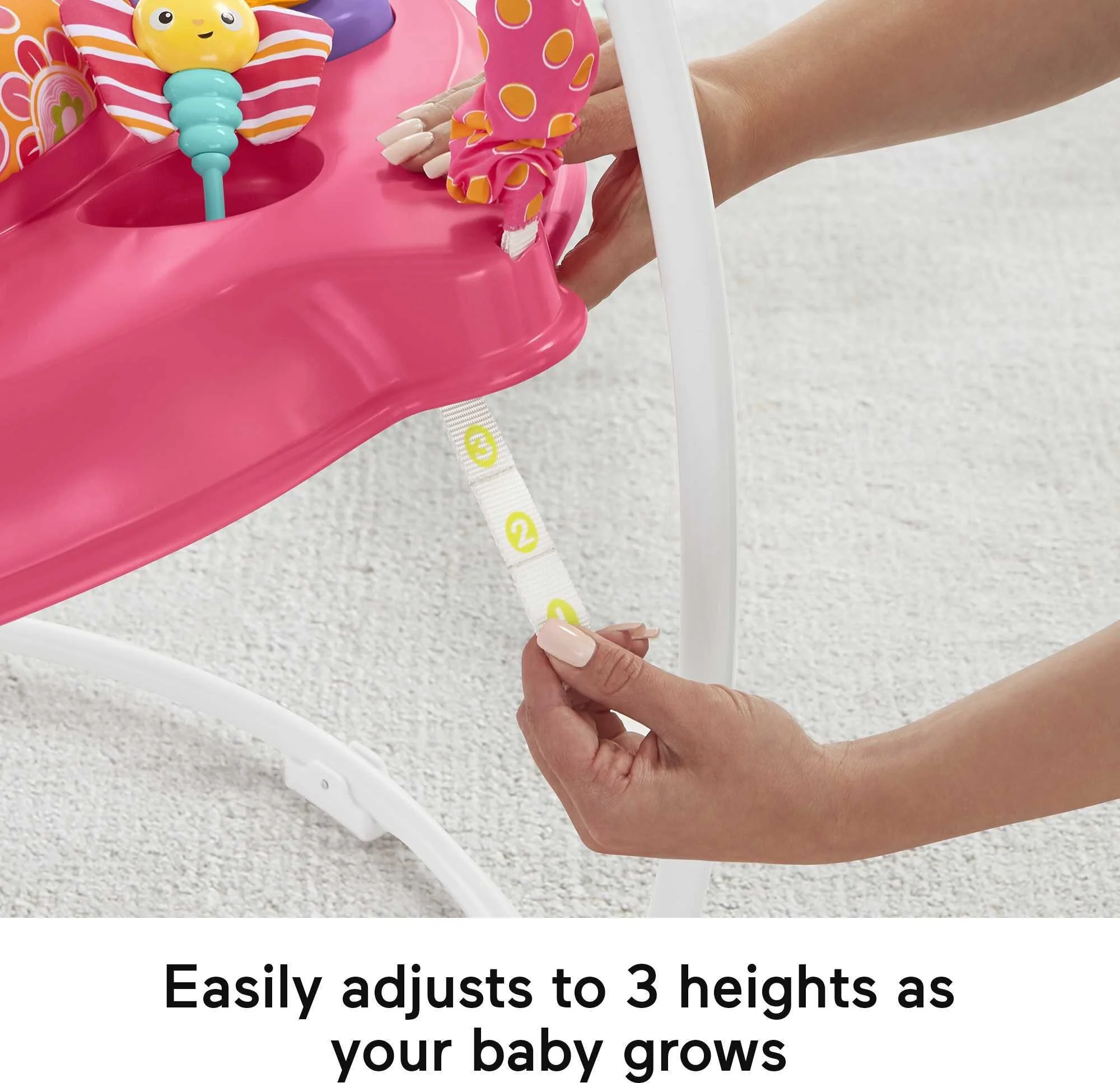 Fisher-Price Baby Bouncer Pink Petals Jumperoo Activity Center with Music and Lights, Unisex - MadeInUSA