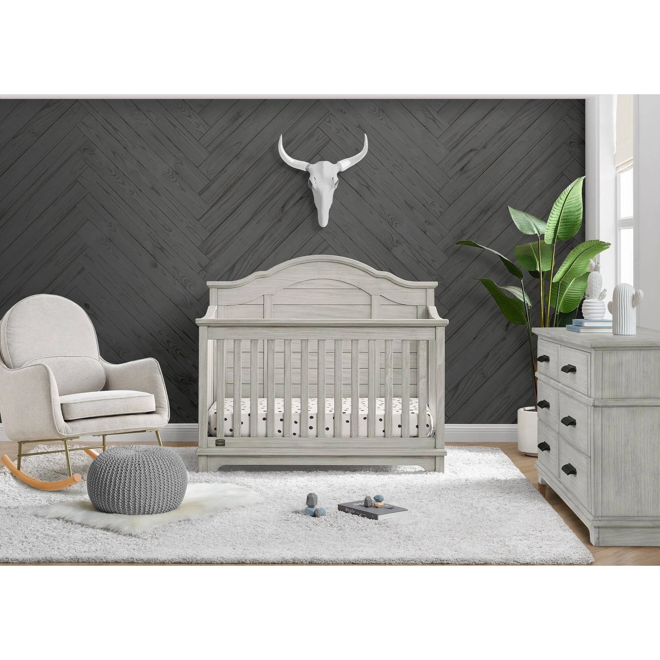 Simmons Kids Asher 6 in 1 Convertible Crib with Toddler Rail - Rustic Acorn - MadeInUSA