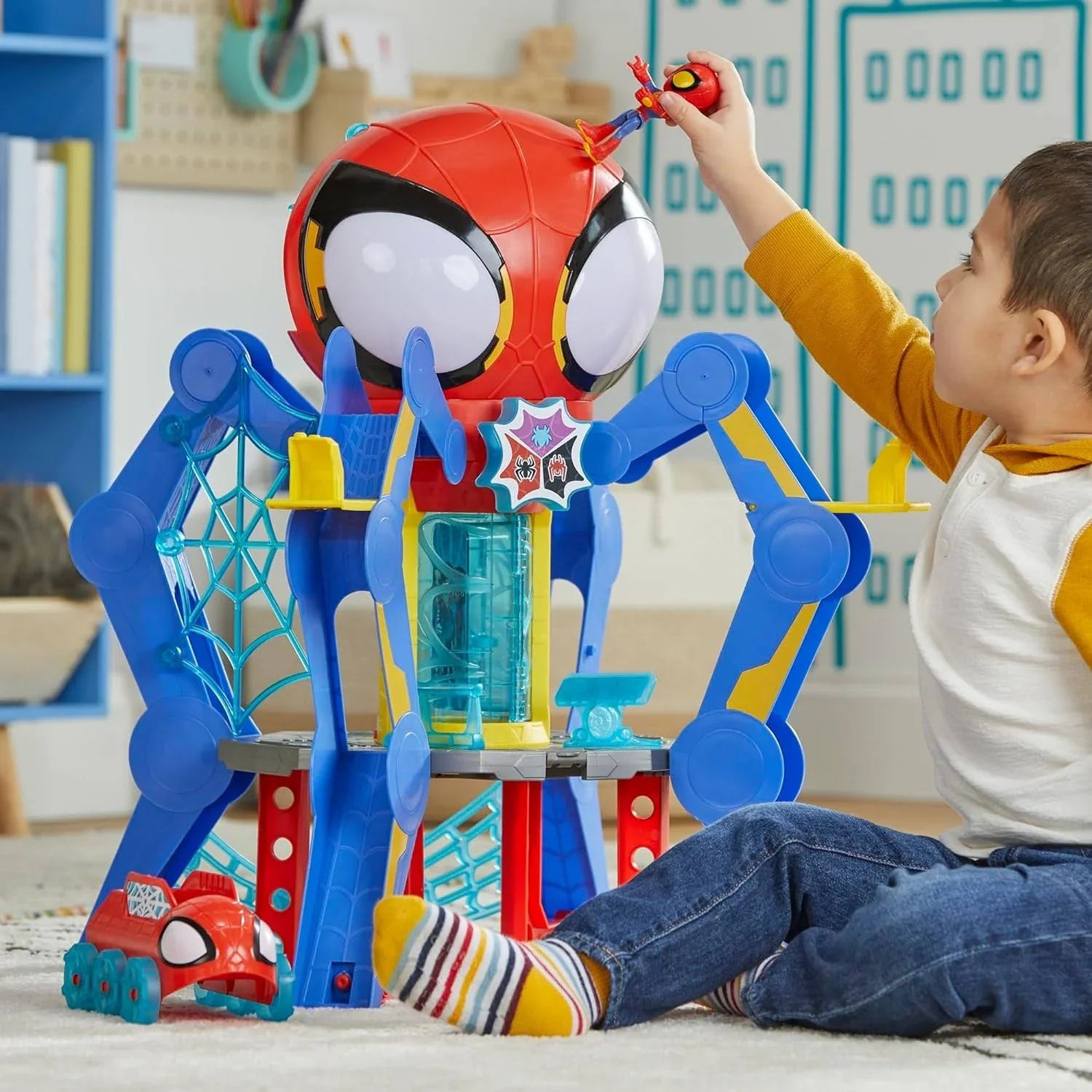 Spidey and His Amazing Friends Web-Spinners Web-Quarters, Kids Playset with Action Figure, Vehicle, and Accessories, Marvel Super Hero Toys, Ages 3 - MadeInUSA