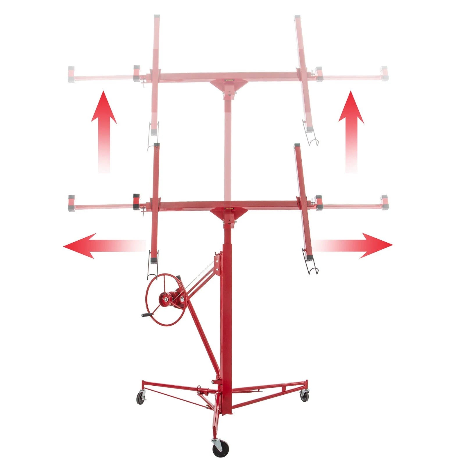 VEVOR Drywall Rolling Lifter Panel 11ft Sheetrock Lift Drywall Lift 150lb Weight Capacity Panel Hoist Jack Tool Steel Material SGBSJJHSB11FTXATNV0 - MadeInUSA