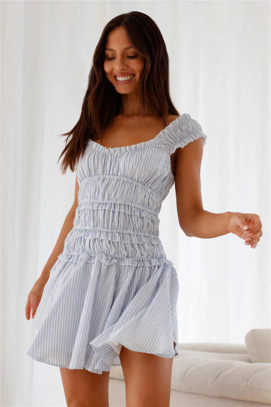 Ocean Breath Mini Dress Blue