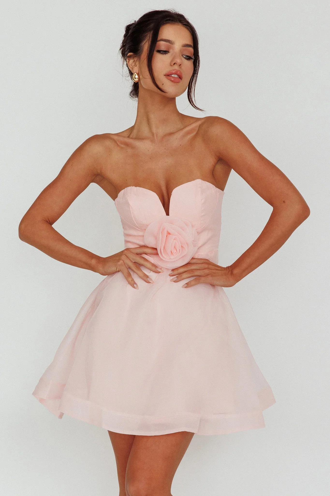 La Vie En Rose Strapless A-Line Mini Dress Baby Pink