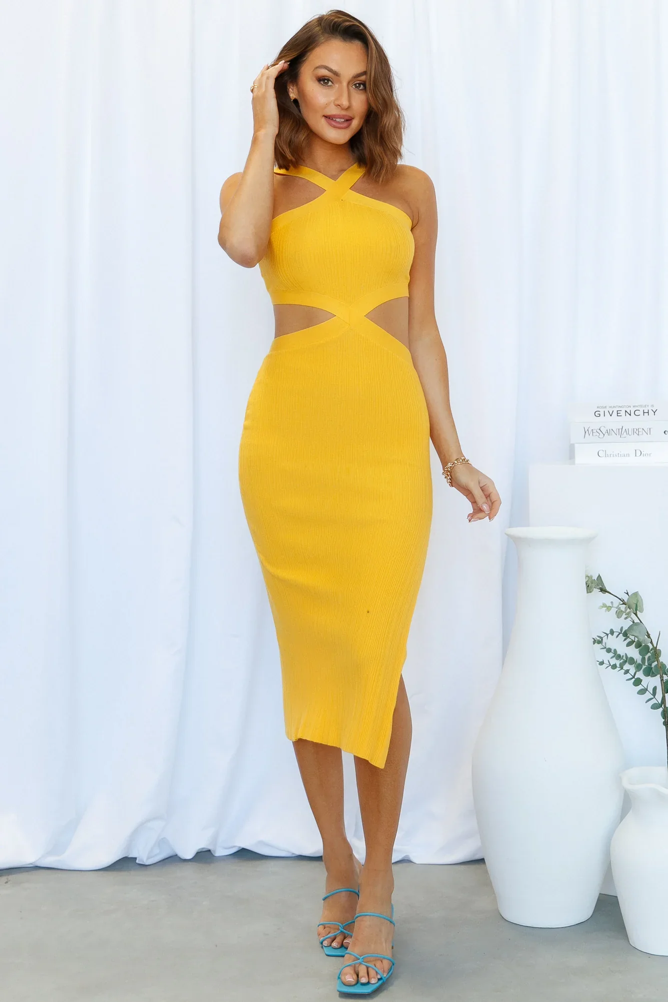 I Adore U Midi Dress Yellow