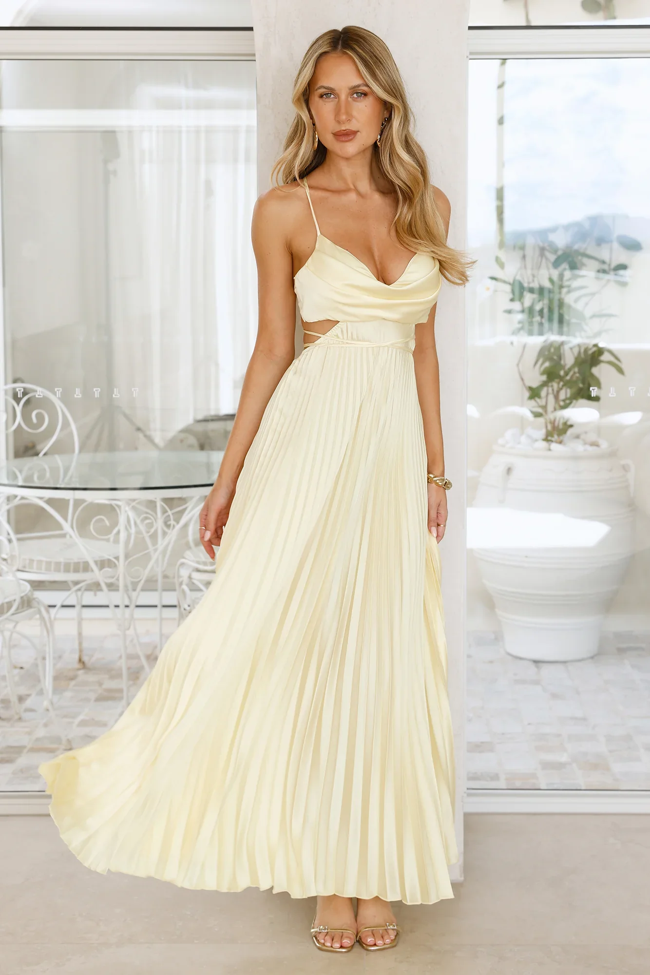In My Prime Satin Maxi Dress Yellow