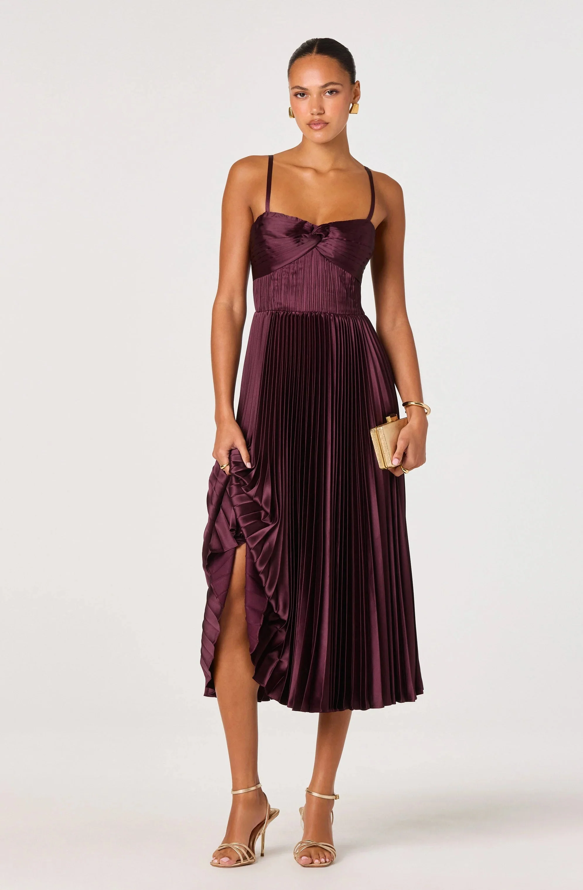 Ascella Sweetheart Pleated Midi Dress