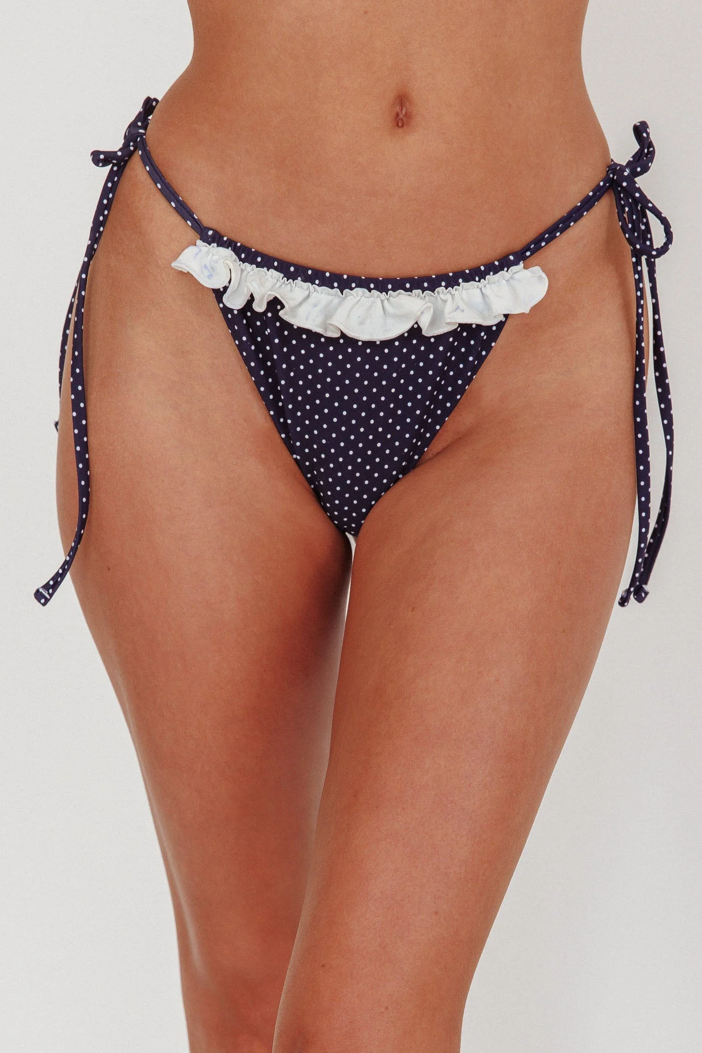 Josie String Tie Frill Bikini Bottom Polka Dot