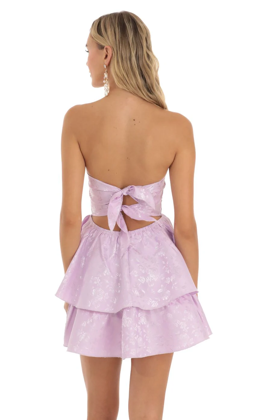 Jacquard Corset Mini Dress in Lilac