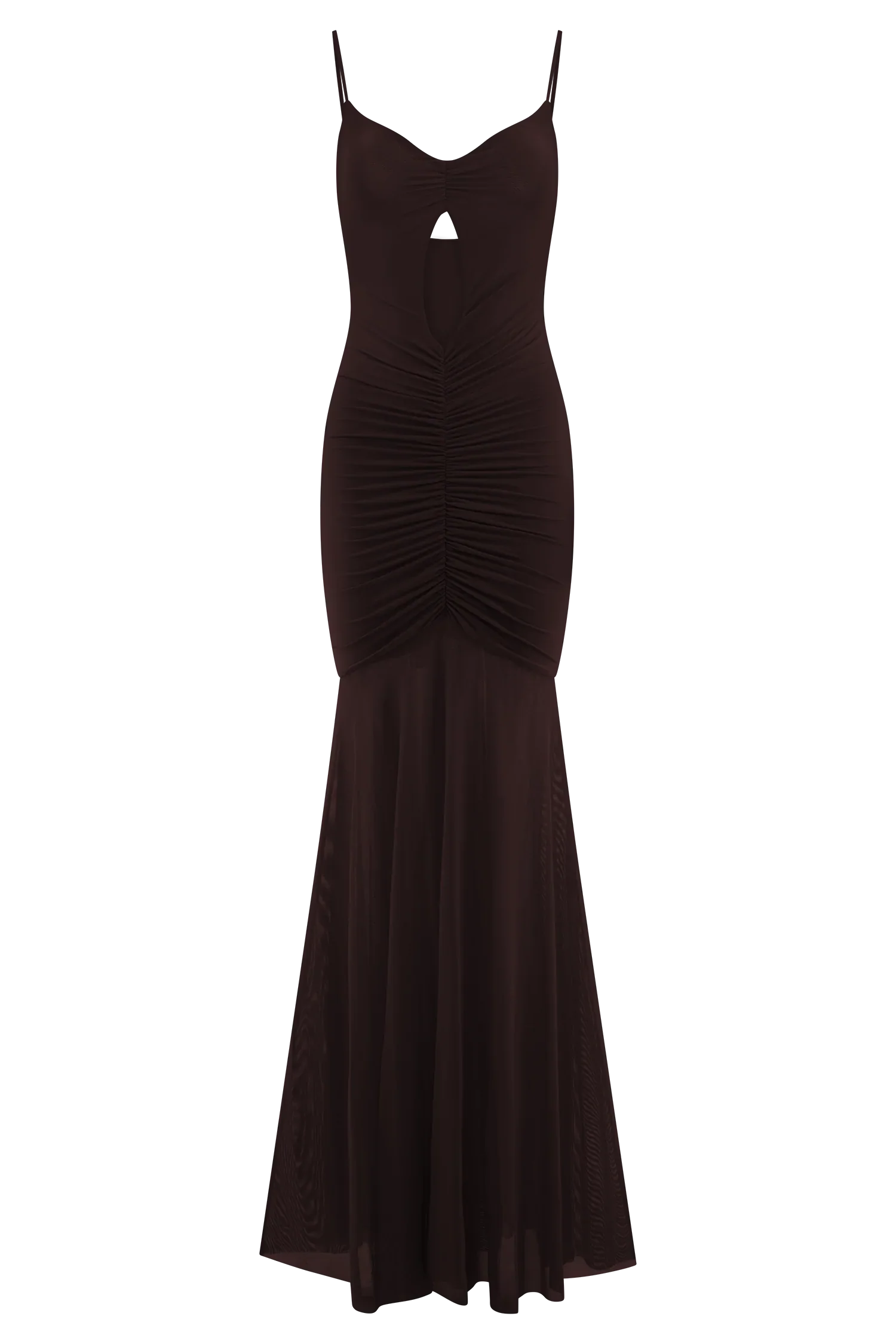 Delaney Slinky And Mesh Maxi Dress - Chocolate