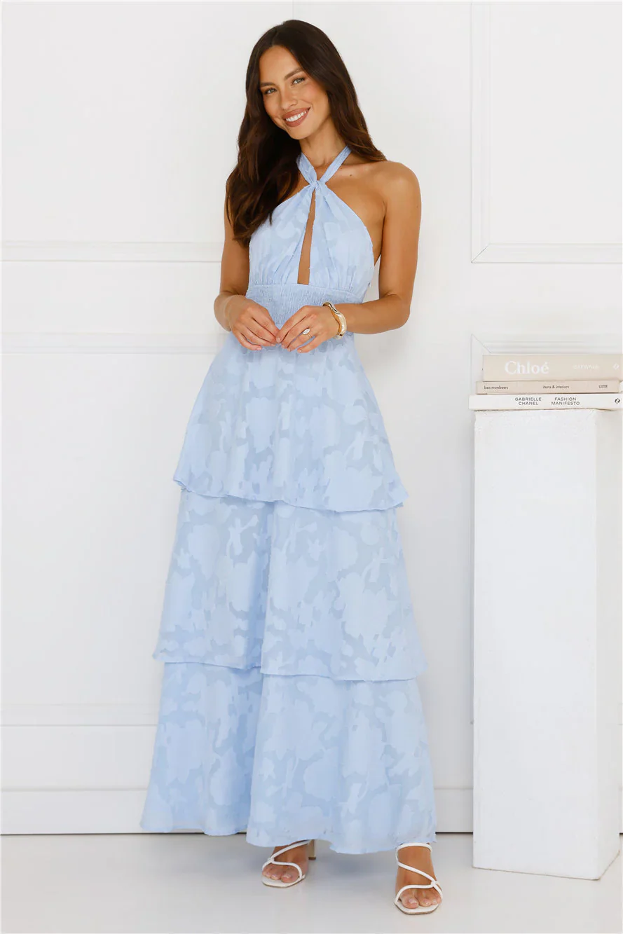 Island Sway Halter Maxi Dress Blue