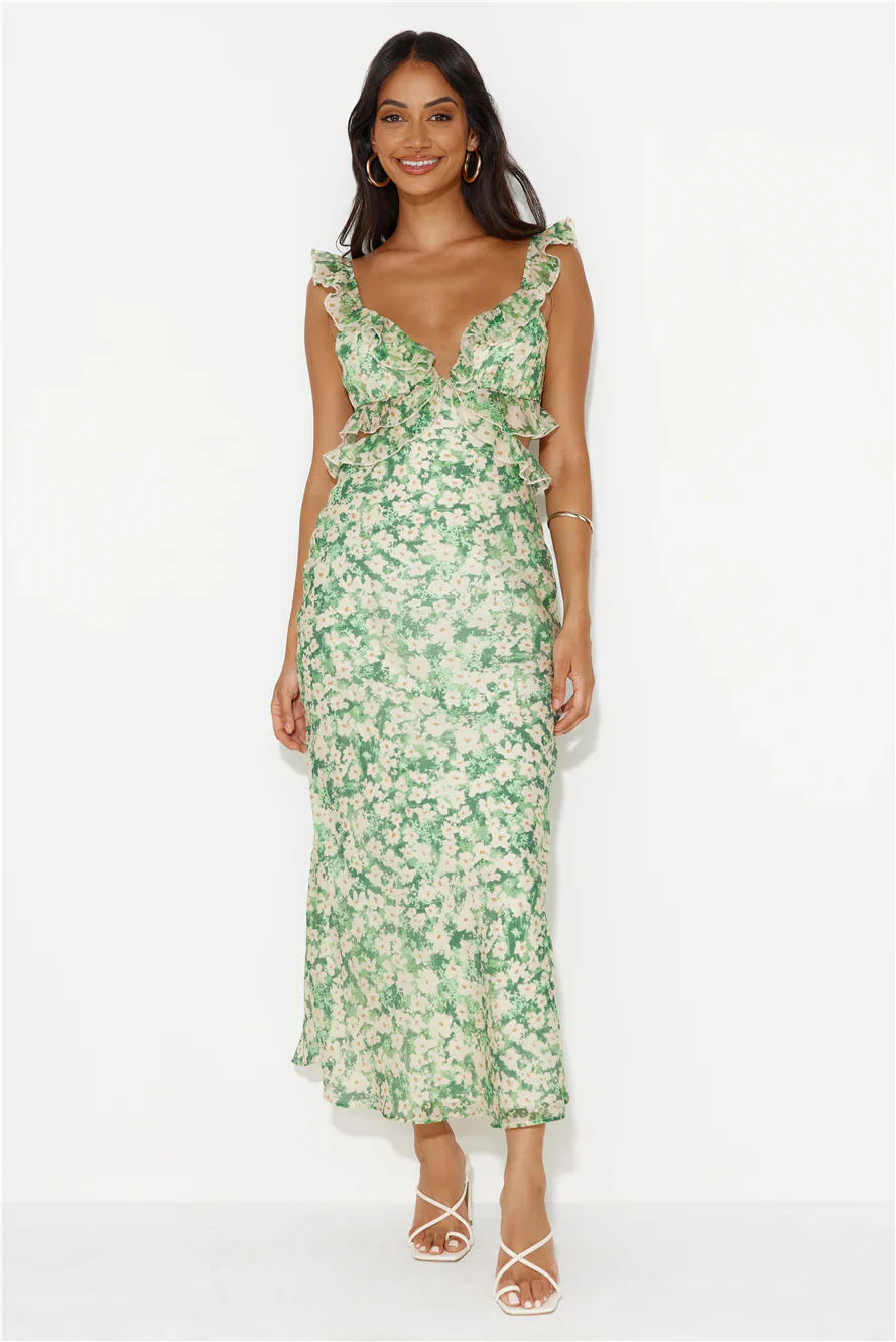 Hours Of Joy Maxi Dress Green
