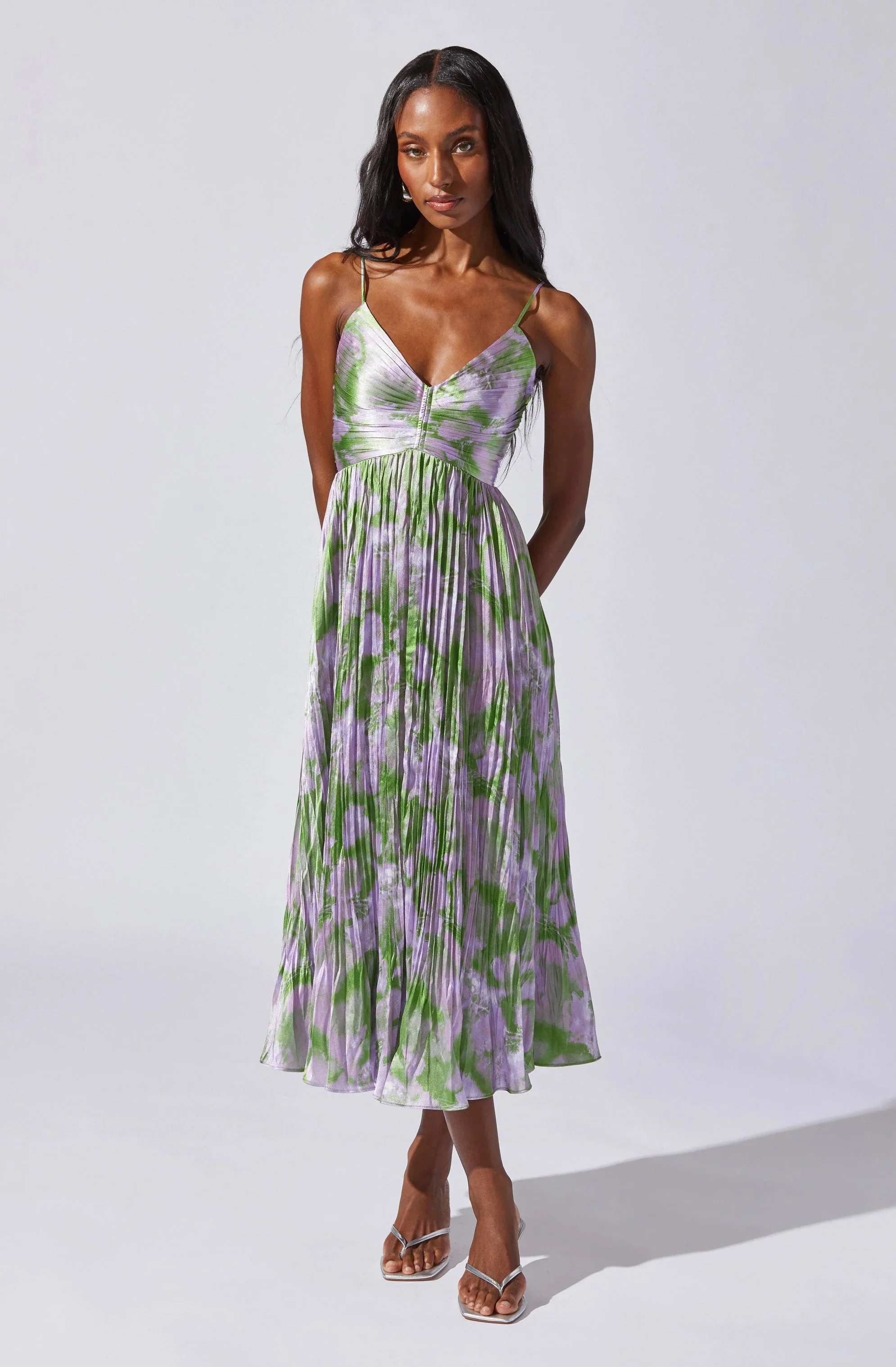 Maeve Printed Pleated Midi Dress