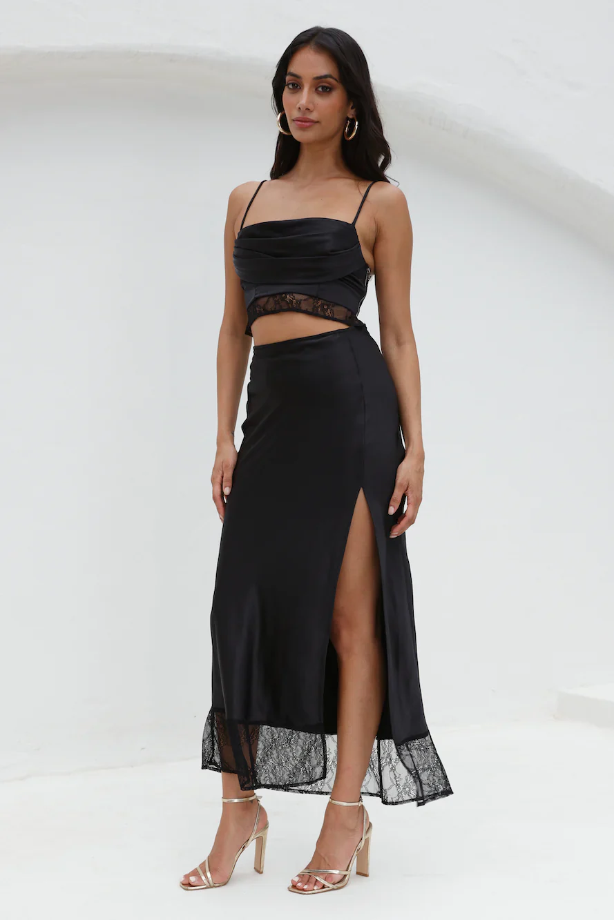 Lavishness Satin Crop Top Black