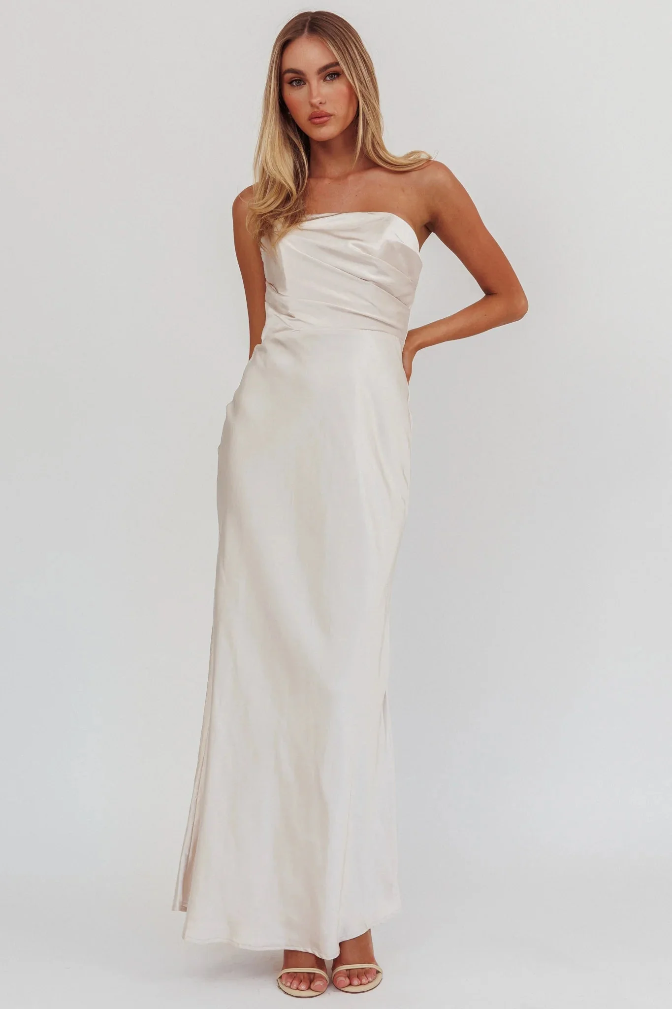 City Of Stars Strapless Maxi Dress Champagne