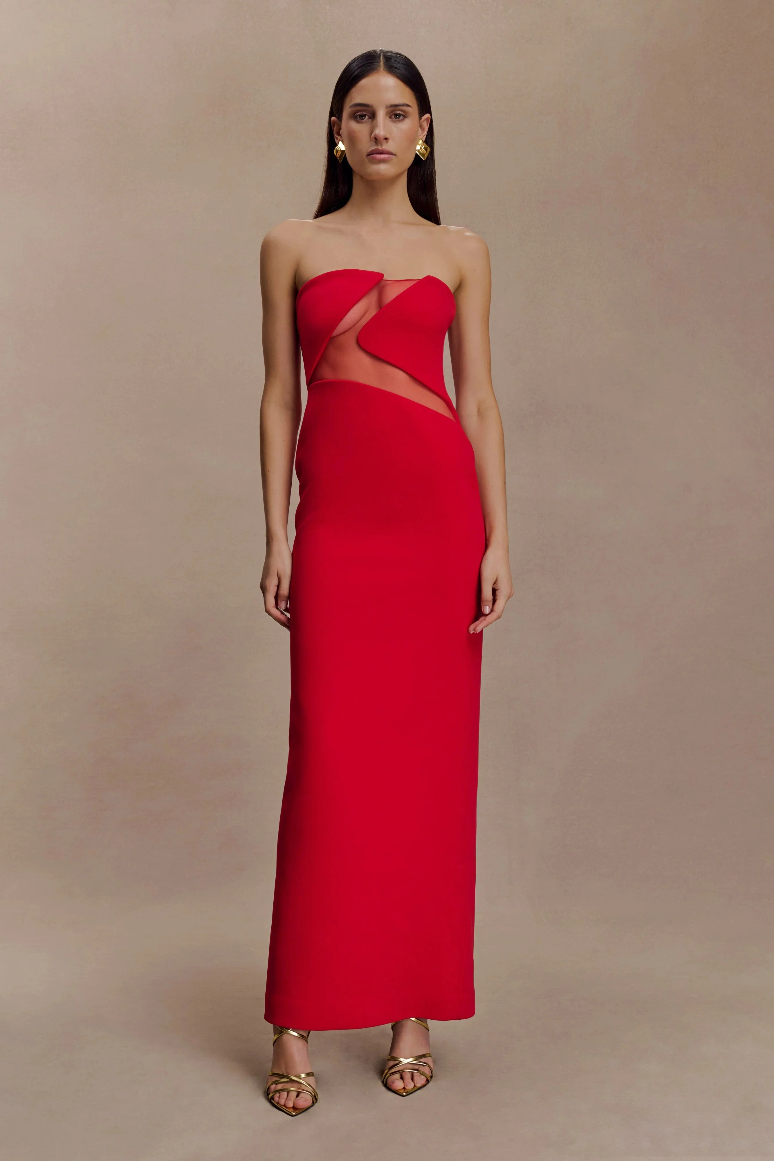 Lianne Strapless Maxi Dress - Red