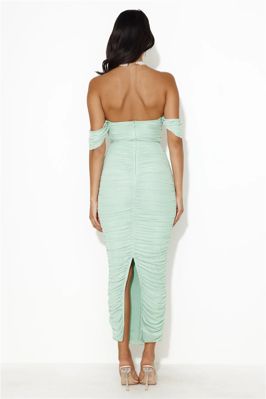 It's Pretty Mesh Maxi Dress Sage