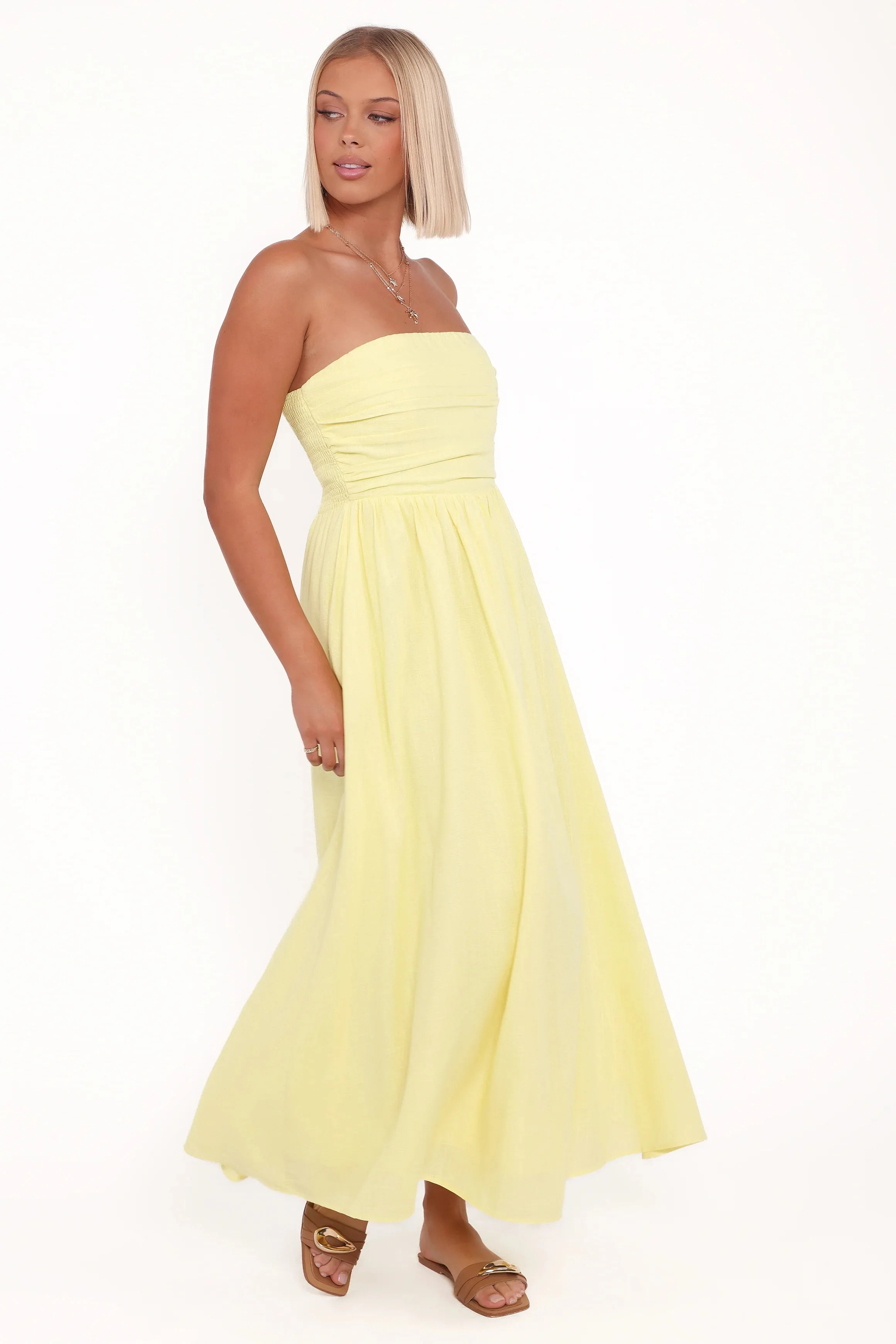 Kayt Strapless Dress - Butter Yellow
