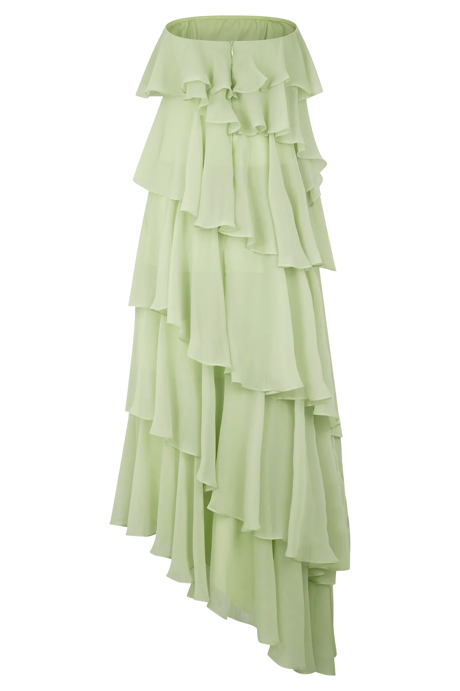 Alexa Ruffle Chiffon Maxi Dress - Pastel Lime