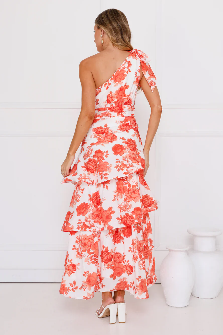 Kehlani One Shoulder Maxi Dress Orange