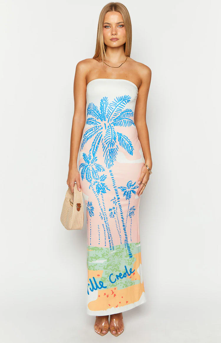 Arizona Ville Crede Palm Print Maxi Dress