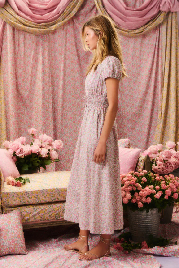 Sabela Liberty Fabric Puff Sleeve Midi Dress