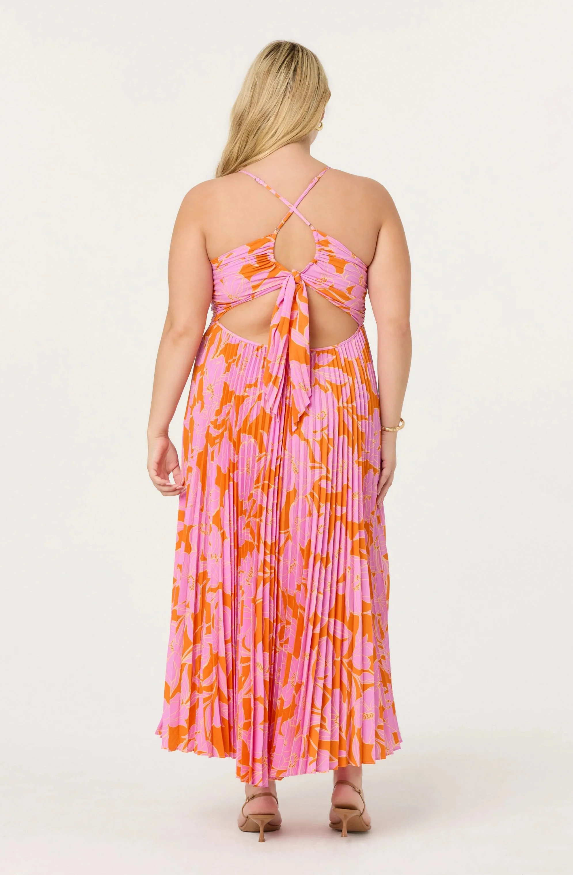 Blythe Floral Plisse Midi Dress