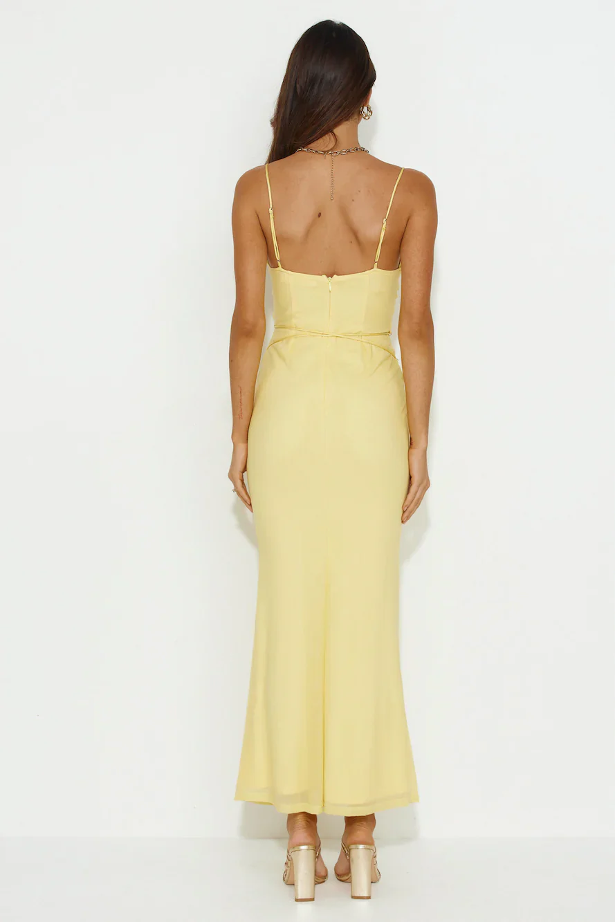 Hourglass Love Mesh Maxi Dress Yellow