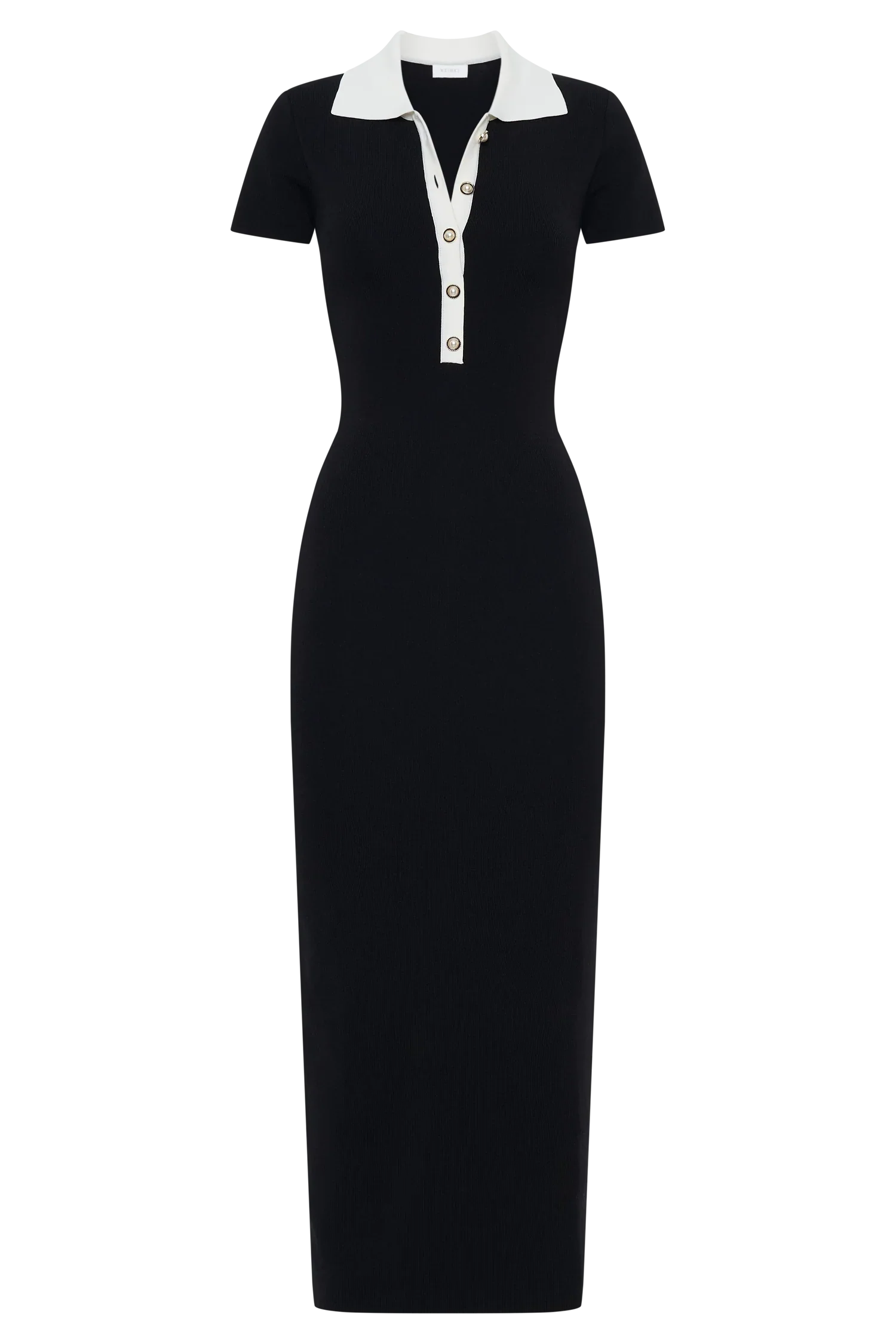 Jessamine Collared Contrast Maxi Dress - Black