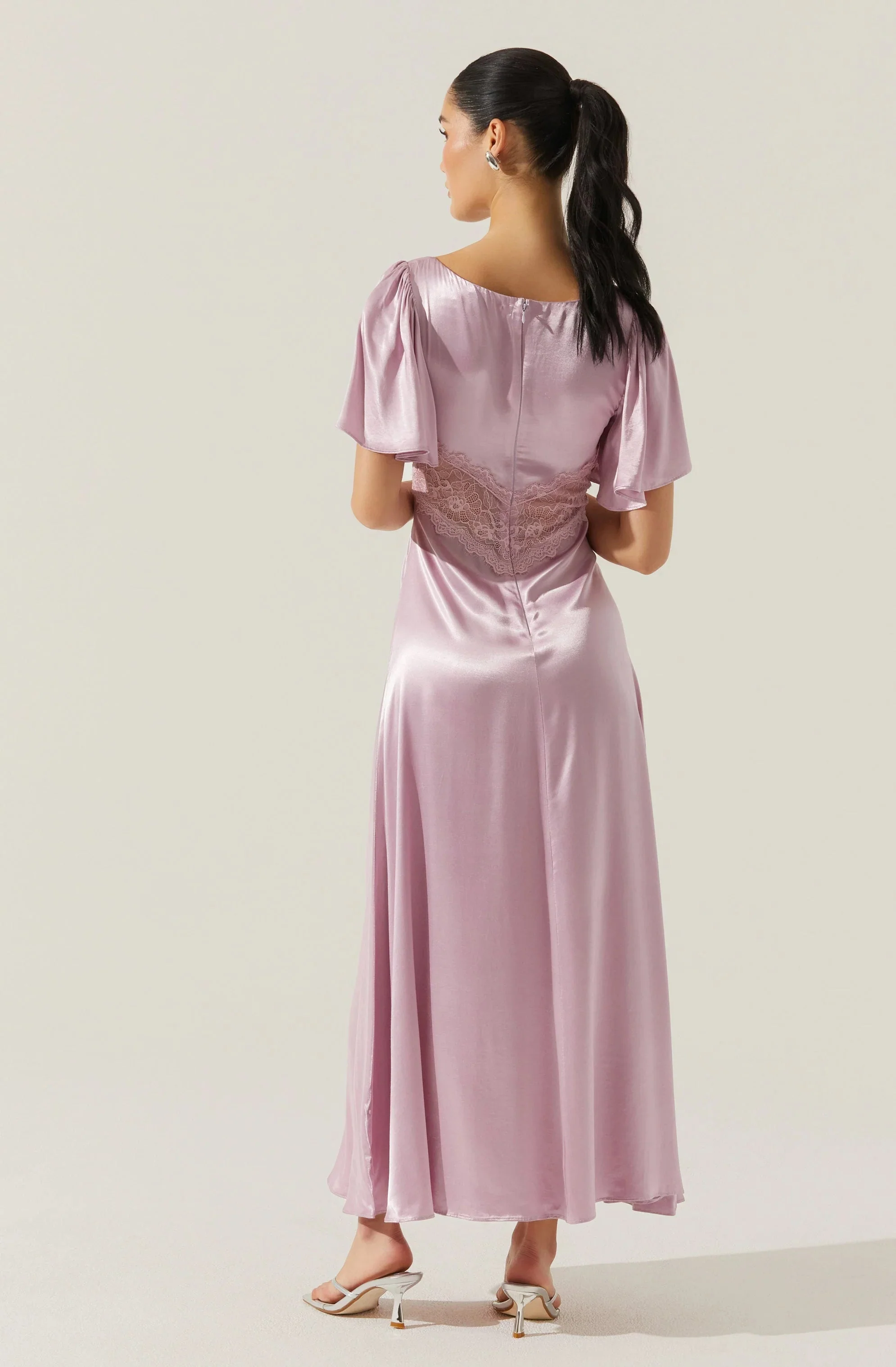 Aurelia Satin V-Neck Midi Dress