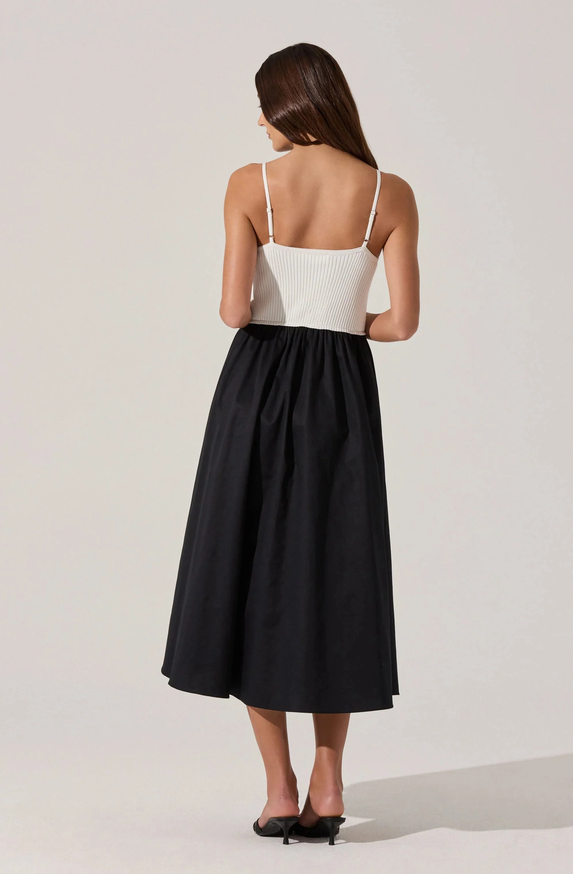 Contrast Mixed Media Midi Dress