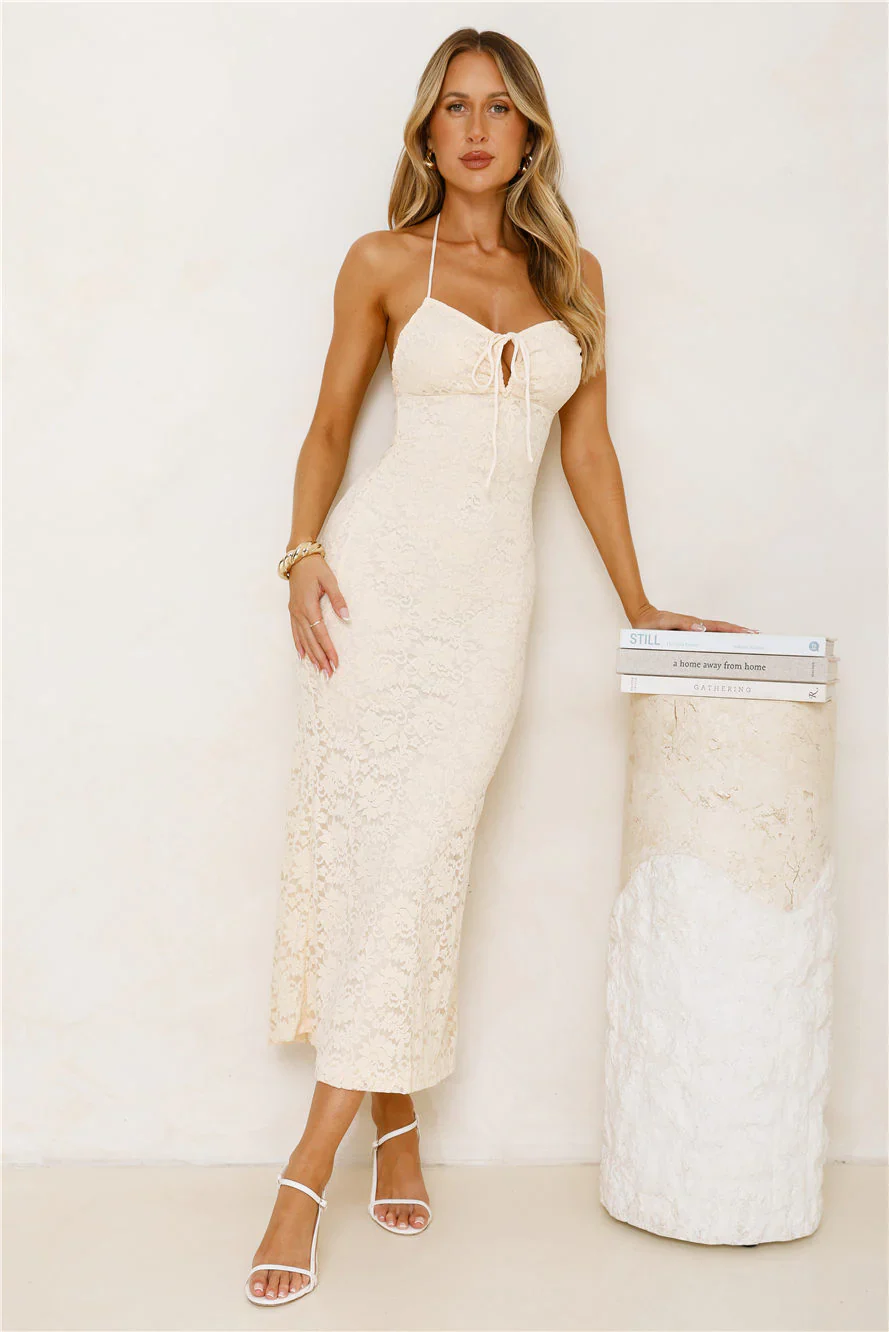 Iconic In Style Lace Midi Dress Cream