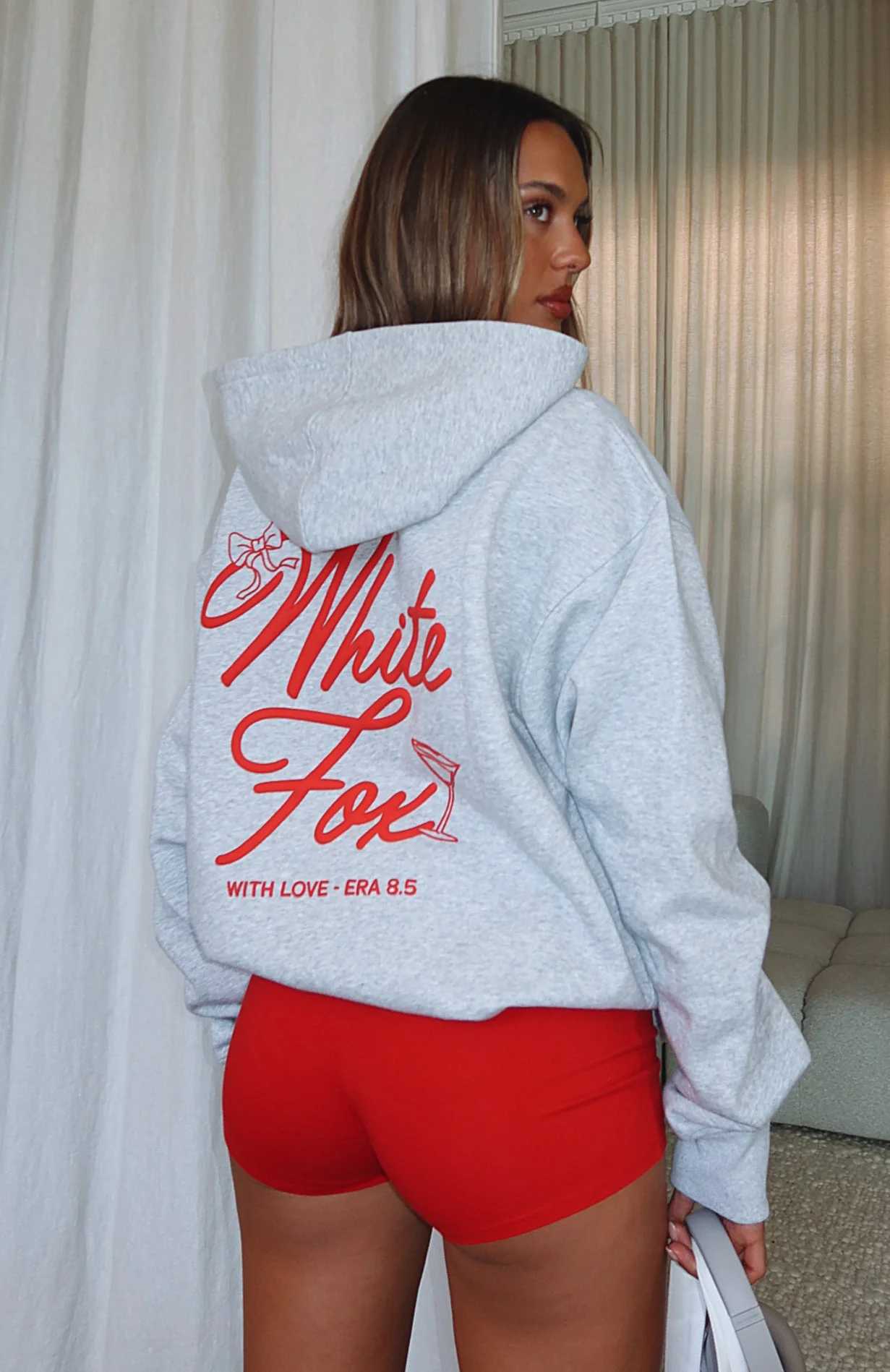 With Love & Kisses Oversized Hoodie Dark Grey Marle