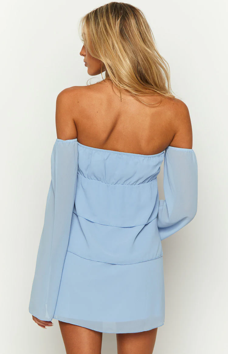 Cindee Blue Off Shoulder Mini Dress