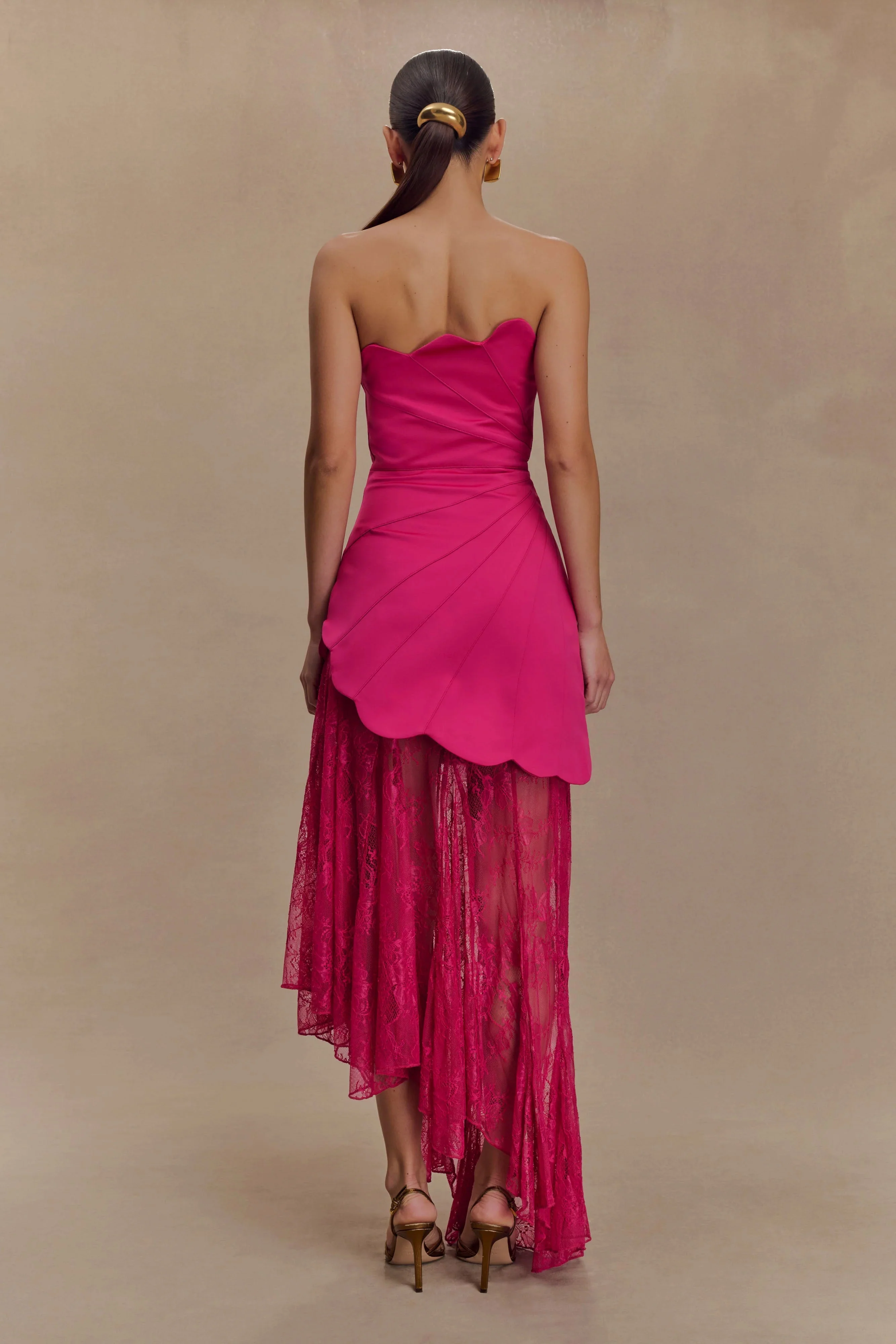 Aleena Satin And Lace Maxi Dress - Dragonfruit