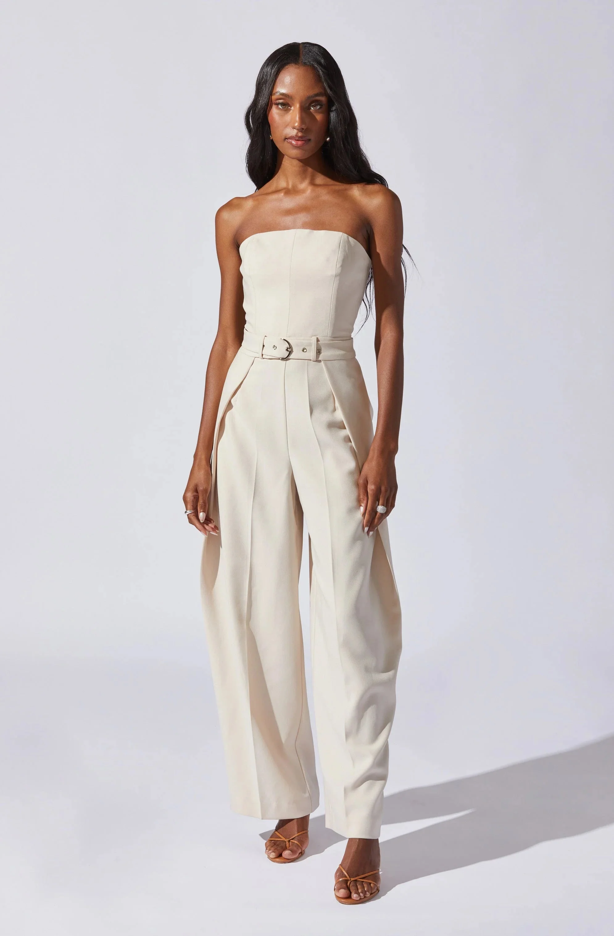 Bryony Tailored Pleat Belted Jumpsuit