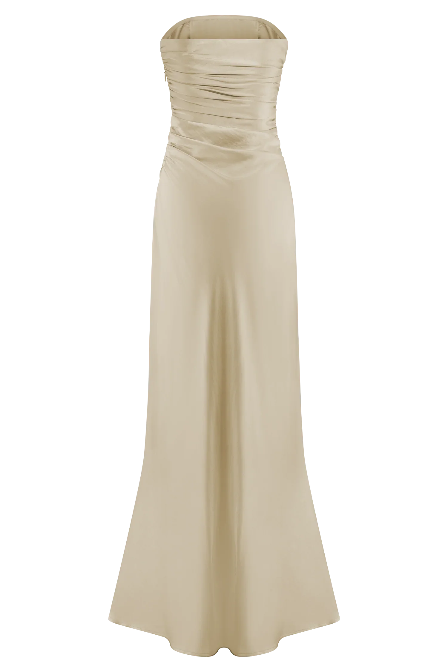 Cedar Strapless Satin Maxi Dress - Blush Gold