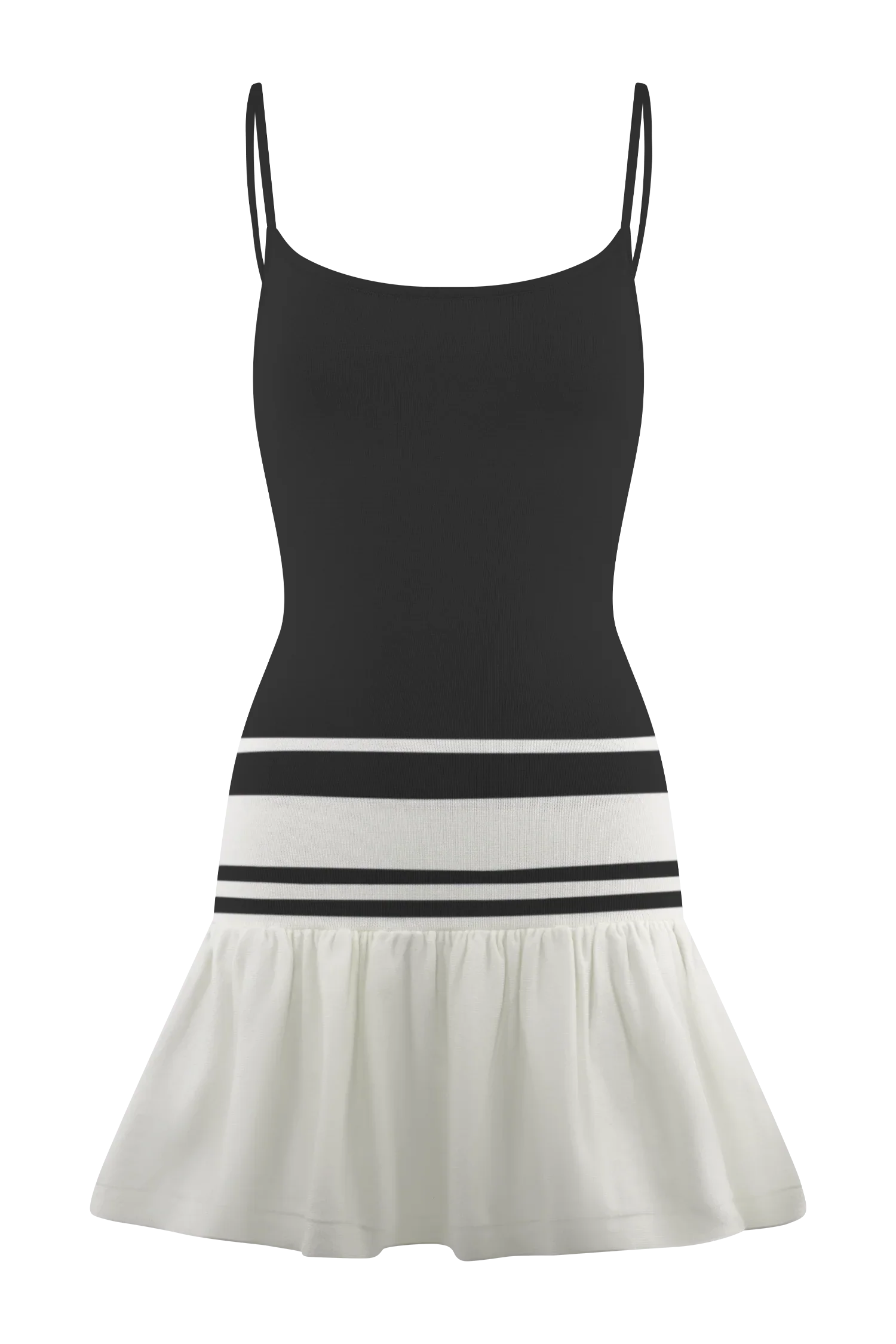 Ellison Contrast Knit Mini Dress - Black/White