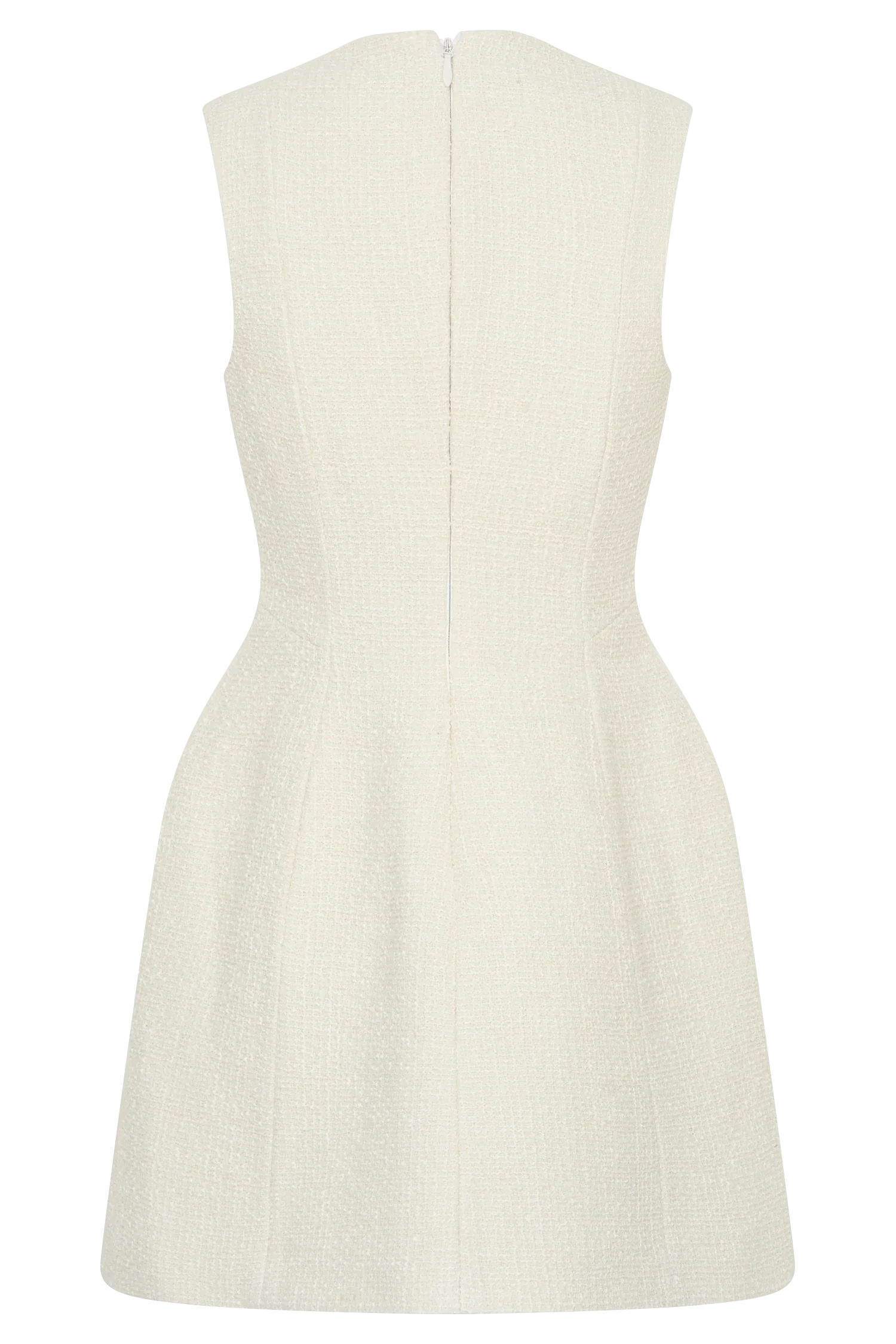 Danna Boucle Mini Dress With Pleats - White
