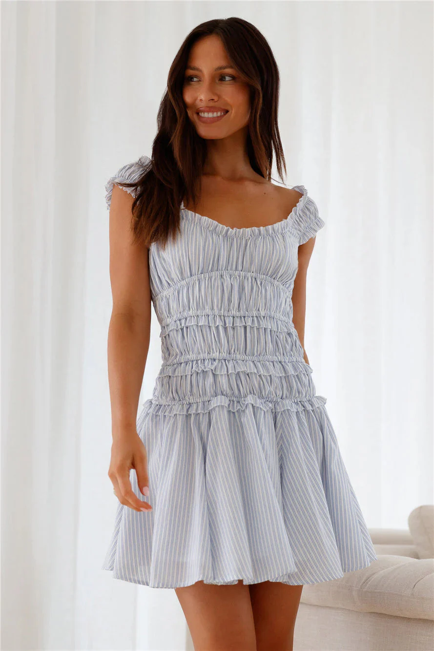 Ocean Breath Mini Dress Blue