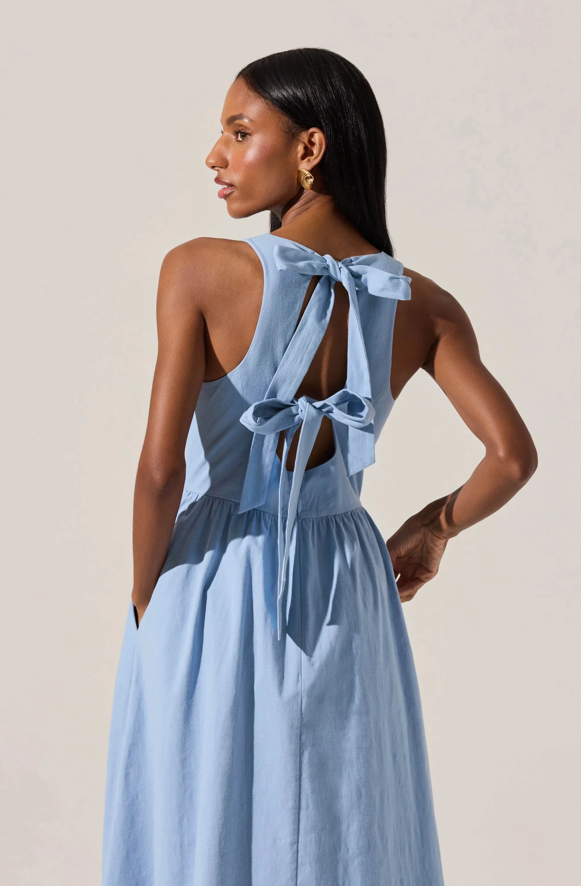 Bow Back Apron Midi Dress