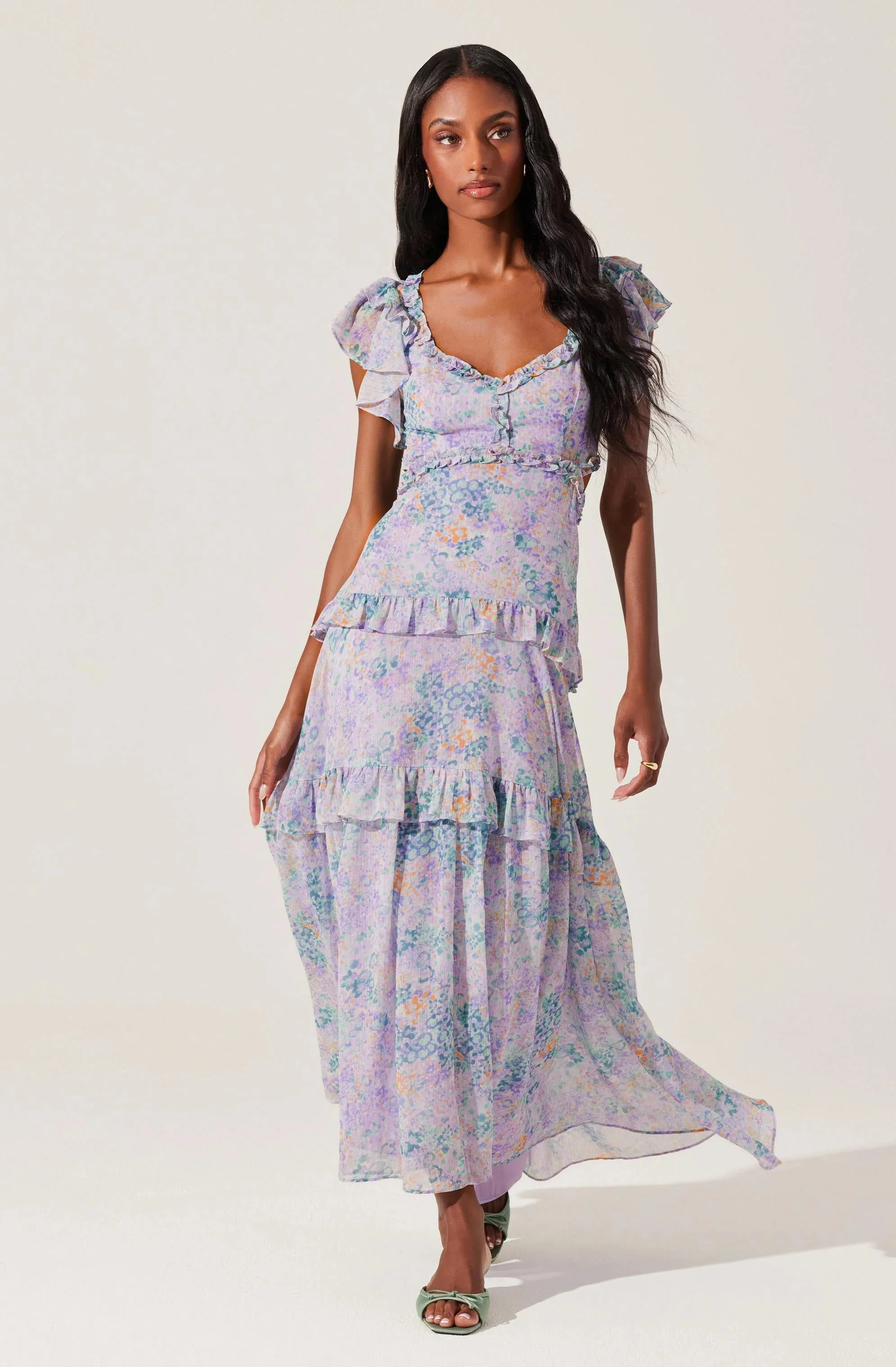 Mable Floral Tiered Ruffle Maxi Dress