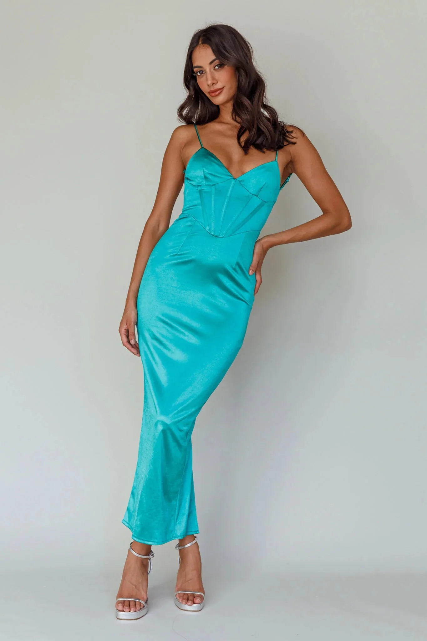 Seraya Lace-Up Back Dress Green