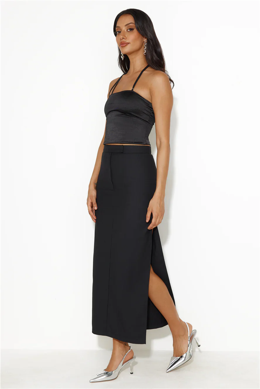 LIONESS Minimalist Maxi Skirt Onyx