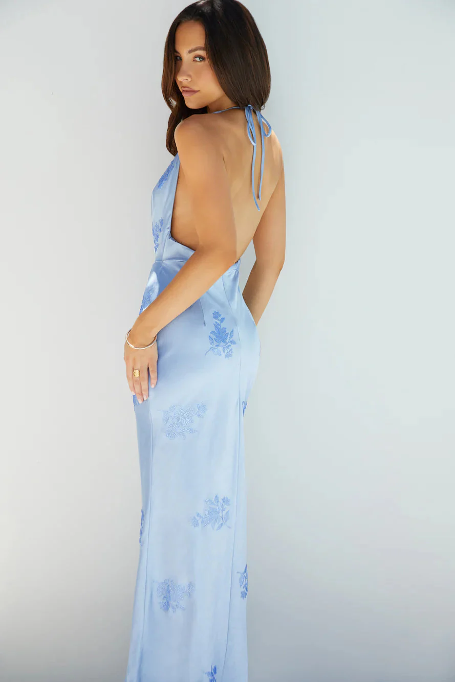 Skylar Satin Maxi Dress Blue